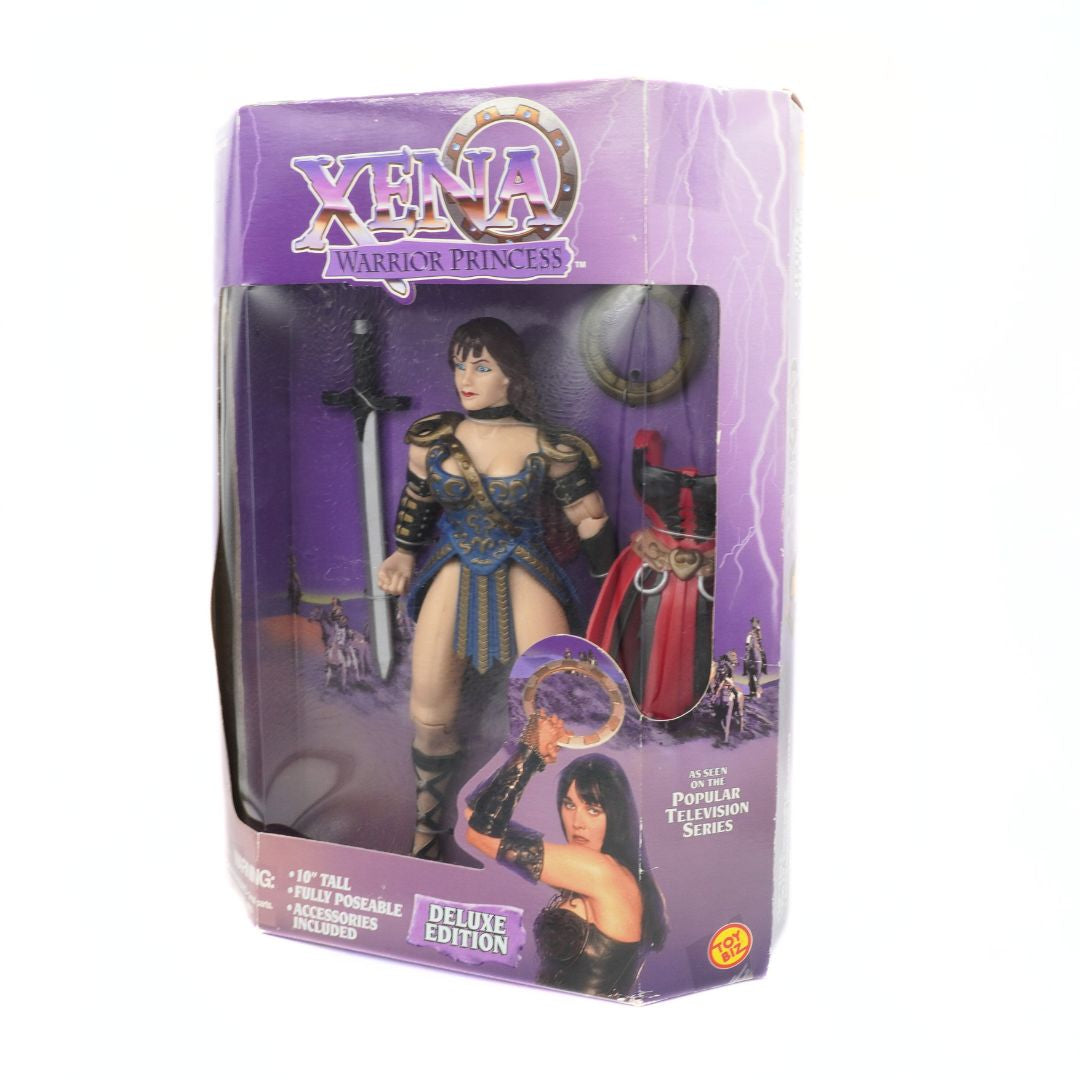 Xena action figure in packaging with purple background