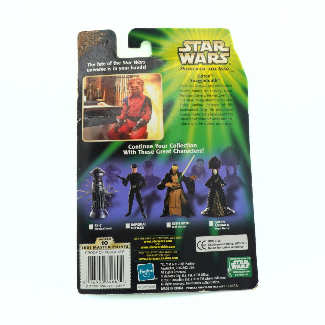 Star Wars action figure packaging with character images and text on a white background
